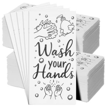 Imagem de 200 peças de toalhas de mão descartáveis - toalhas de papel de banheiro 'lavar suas mãos' toalha macia para convidados guardanapos de papel de banheiro guardanapos descartáveis para quarto de pó