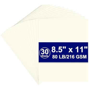 Imagem de Cartolina 8,5 x 11, capa de 216 g/m², cartão de 36 kg, papel de cartão de cópia pesada para impressora, álbum de recortes, Natal (cartolina creme, 30 folhas)