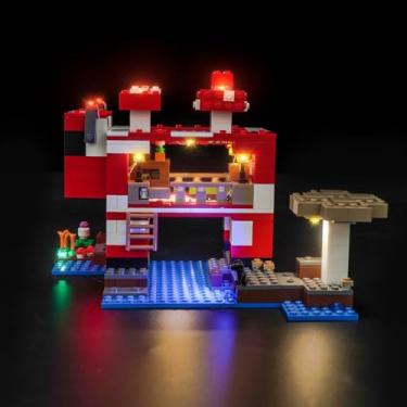 Imagem de Hilighting Kit De Iluminação Led Atualizado Compatível Com Lego Minecraft The Mooshroom House Building Set, Luzes Decorativas 21270 (Modelo Não Incluso)