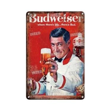 Imagem de Placa De Metal Vintage Budweiser Beer Tin Sign Para Decoração De Bar E