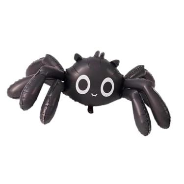 Imagem de KiBcsLic Balão de aranha inflável de Halloween grande, fácil de pendurar, PVC, decoração para festa, festival, 3D, preto, para festa, casa, aniversário,