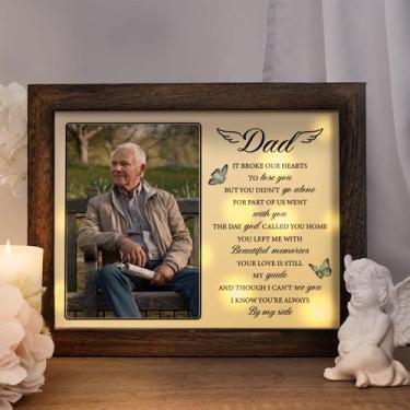 Imagem de Memorial Shadow Box Buioata LED para perda do pai com foto 4x6
