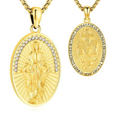 Imagem de Colar: Virgem Maria Eusense, Medalha Milagrosa, Ouro, Prata 925