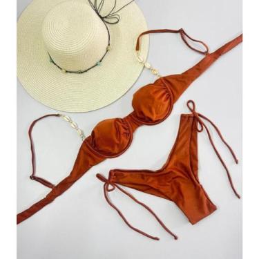 Imagem de Biquíni Fio Duplo com Bojo Removível e Búzios  Moda Praia Verão Femini