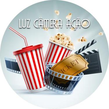 Imagem de Painel de Lona Redondo Cinema e Filmes - Fabrika De Festa, 160x160cm