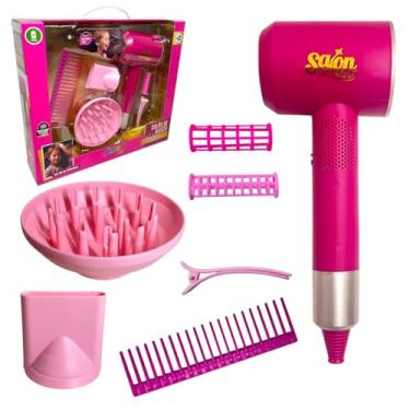 Imagem de Conjunto salão beleza Secador de cabelo com 2 velocidades a pilha Brinquedo