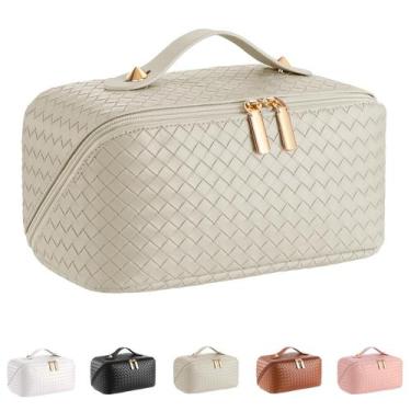 Imagem de Bolsa de cosméticos de viagem ALEXTINA de couro PU de grande capacidad