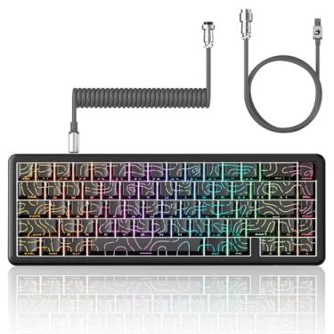 Imagem de ATTACK SHARK Teclado magnético X65 HE 60% com fio com atuação ajustável, taxa de pesquisa de 8000 Hz, interruptores de efeito Hall, hot-swap, teclas PBT topográficas, retroiluminação RGB para jogos