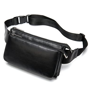 Imagem de Pochetes modernas para mulheres, bolsa de cintura de couro de pele de cordeiro, bolsa feminina para cinto noturno, bolsas de quadril com as mãos livres, Preto, Large, Casual, esportivo