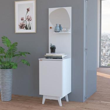Imagem de Aparador 1 Porta 1 Prateleira com Espelho Ap2312 Branco - Tecno Mobili
