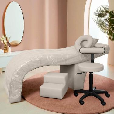 Imagem de Maca Estética Charme + Mocho + Escada + Capa Plástica Corino - SOFA STORE