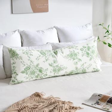 Imagem de Wosendy Capas de almofada lombar 35 x 91 cm vintage veludo floral sálvia verde flores decoração capas de almofada folhas ao ar livre fazenda planta silvestre almofada decorativa para sofá-cama pacote