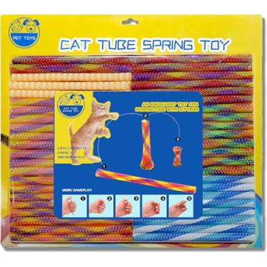 Imagem de RosyLife 44 pacotes de brinquedos para gatos, tubo colorido para gatos, brinquedo interativo para gatos em ambientes internos, atrair gatos para golpar, morder, caçar (cor aleatória) (44 pacotes)