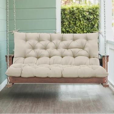 Imagem de EAGLE PEAK Almofada de balanço para varanda externa, almofada de banco de pátio de 2 a 3 lugares para móveis de exterior, substituição de almofada, 150 x 109 cm (bege)