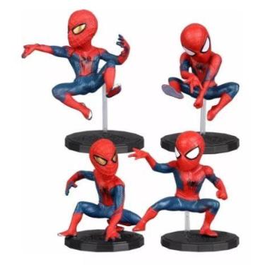 Imagem de Kit 4 Homem Aranha Spiderman Action Figure Marvel Festa Bolo - Miniatu