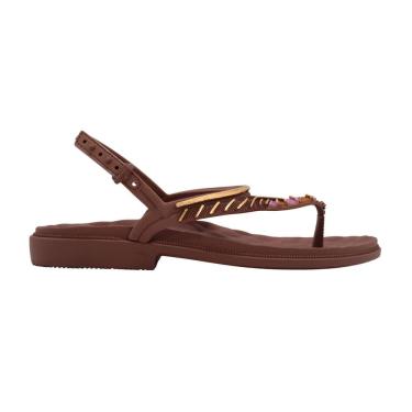 Imagem de Sandália Rasteira Feminina Grendha 19251 Envolver Marrom Cacau Médio