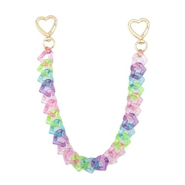 Imagem de Linda calça de coração colorida com corrente de problemas para mulheres - Acrílico Love Hearts Jeans Correntes Bolsa de crachá Moda Rua Hipster Joias para Ela, Universal, Metal Acrílico metal, Sem