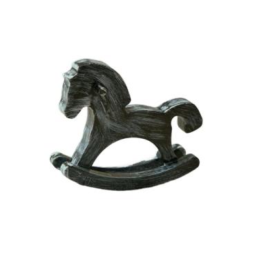 Imagem de KiBcsLic Cavalo de balanço de madeira, estatueta pequena de cavalo, artesanato, colecionável, presente criativo de inauguração, decoração de mesa, estátua de, Azul