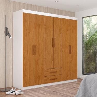Imagem de Guarda-roupa 6 Portas 2 Gavetas Aurora Branco/Cinamomo