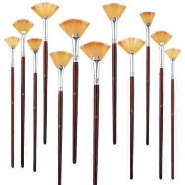 Imagem de 12 pincéis macios para pintura de artista, com cabo de madeira, pincéis de tinta acrílica, óleo, acrílico, nylon, antiqueda, kit profissional de pincéis com cabo longo para guache aquarela