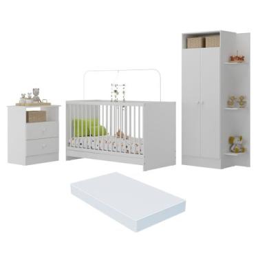 Imagem de Jogo de Quarto Infantil com Colchão Incluso Trevalla Móveis Pom Pom - 