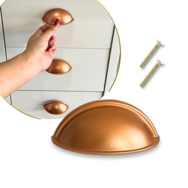 Imagem de 1 Puxador Modelo Concha em Metal p/ Gavetas, portas - Compras Fáceis, 