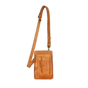 Imagem de Tourbon — Bolsa de couro para florista, cinto para jardim, ombro, transversal, ferramentas, tesouras de jardinagem, kit organizador, 4 bolsos (amarelo acastanhado)