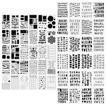 Imagem de Dimeho 54 peças de estênceis de letras para pintura, números pequenos e modelos de alfabeto, estênceis de plástico reutilizáveis para projetos de arte de artesanato, diário, scrapbook, cartão, madeira