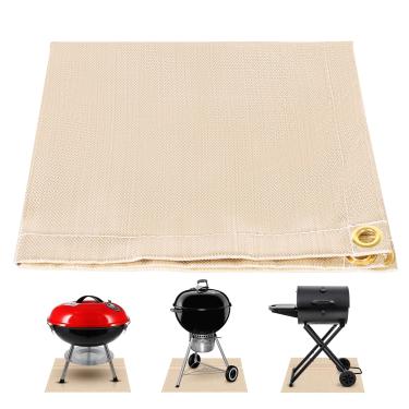 Imagem de Tapete para fogueira de 50,8 cm x 50,8 cm - Tapete de fogão à prova de fogo para deck churrasco fogão a lenha - Tapete resistente ao fogo sob a churrasqueira proteção de isolamento do acampamento