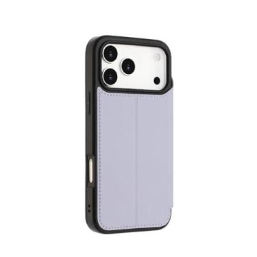 Imagem de LYJSMGZ Capa com compartimento para cartão para iPhone 17Pro Max/17/17Pro/17Air, capa de couro com fecho magnético com suporte oculto capa resistente ao desgaste, roxa, 17