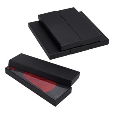 Imagem de FINGERINSPIRE 6 caixas de embrulho de presente 26,5 x 9,7 x 3,2 cm preto retangular papel papelão caixas de armazenamento com tampas homens mulheres meias caixa de embalagem de presentes para dia dos