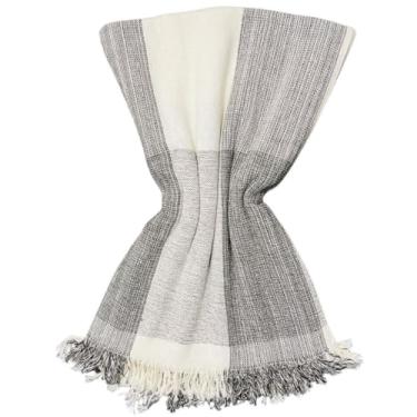 Imagem de Manta Para Sofá Luxuosa 2,10x1,20 Mts Gigante Algodão Tipo Capa De Sofá(Cinza c/Branco)