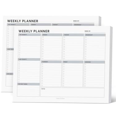 Imagem de Bloco de notas planejador semanal, bloco removível de 21,6 x 28 cm – 70 folhas sem data, organizador de deck de agenda diária com prioridades, lista de tarefas e lista de verificação para escola