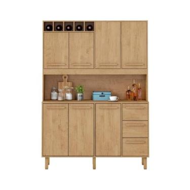 Imagem de Armário de Cozinha Rafaela 1,43m 7 Portas Amêndoa - Milani Movelaria
