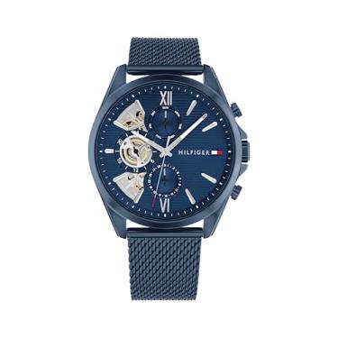 Imagem de Tommy Hilfiger Relógio masculino multifuncional de quartzo - aço inoxidável - resistência à água de 5 ATM/50 metros - um clássico moderno e atemporal - presente para ele - 43,5 mm, Azul, BLUE