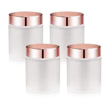 Imagem de Frascos de vidro Cositina 100mL (pacote com 4) com tampas rosa-dourada