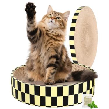 Imagem de Arranhador de gato, arranhador de papelão para gatos em ambientes internos, tábua de arranhar para gatos grande, tigela redonda para gatos (tabuleiro de damas)