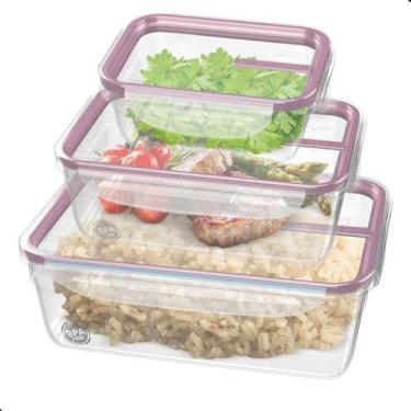 Imagem de Conjunto 3 Potes Herméticos Com Trava Freezer Freshy Sanremo, Rosa