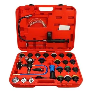 Imagem de Kit Refil a Vácuo para Sistema de Arrefecimento com 28 Peças, Manômetro Universal, Adaptadores Diversos e Teste de Pressão/Vazamento para Radiador Pratiarejo®
