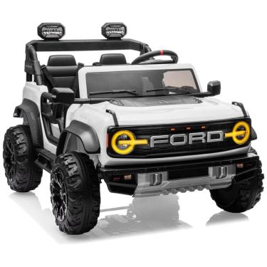 Imagem de Carrinho Elétrico Licenciado Ford Bronco Raptor 24V 2 Lugares para Crianças, Controle Remoto, Luzes de LED e Música - Branco,First Ride On
