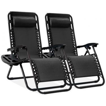 Imagem de Conjunto de 2 Cadeiras Reclináveis de Aço com Tecido de Malha Ajustável e Sistema de Gravidade Zero,Best Choice Products