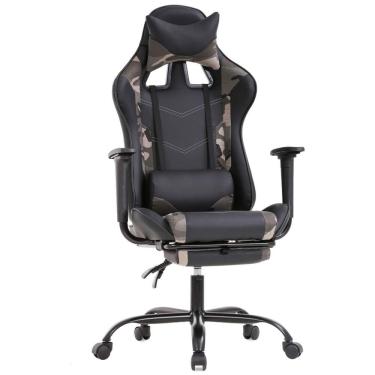 Imagem de BestOffice Cadeira de Escritório Gamer Reclinável e Ergonômica com Apoio para Lombar, Verde Camuflada