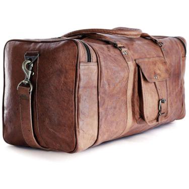 Imagem de Bolsa de Viagem Masculina Clássica de Couro, KOMALS PASSION LEATHER, Marrom