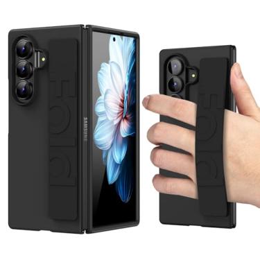Imagem de JUMIUSTNB Capa para Samsung Galaxy Z Fold 7 com alça de dedo, capa rígida fosca de policarbonato com alça de mão fina, anti-arranhões para homens e mulheres, capa de punho seguro para Galaxy Z Fold 7