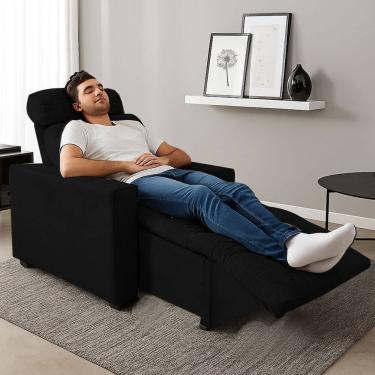 Imagem de Poltrona Cadeira Do Papai E Mamãe Reclinável Retrátil Para Sala De Descanso Madri Preto