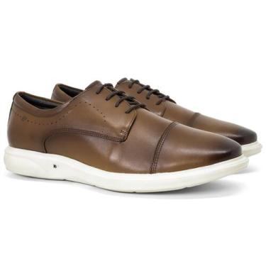 Imagem de Sapato Casual Jota Pe 3D Soft Couro Confortável, Darktan, 41