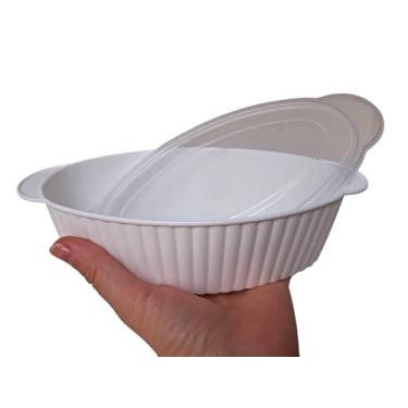 Imagem de TRAVESSA OVAL CANELADA COM TAMPA - BRANCA 1,2L