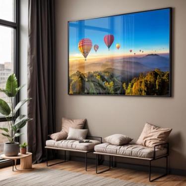 Imagem de Quadro com Moldura e Acrilico Cristal Vidro Sala Quarto Balões Capadocia Decorativo Horizontal Grande Hall