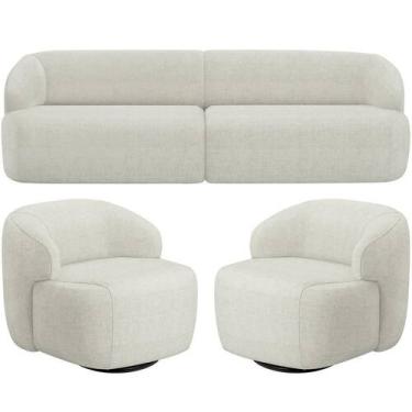 Imagem de Sofá 3 Lugares Curvo Orgânico Com 02 Poltronas Living 220cm Barolo L06