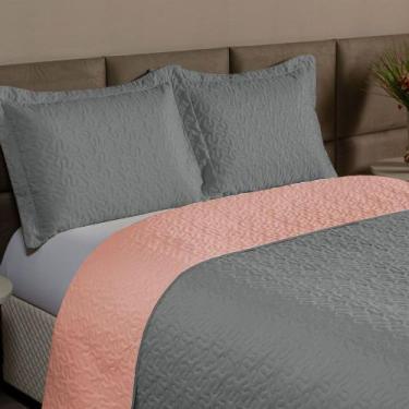 Imagem de Kit 3 Pçs Cobre Leito Casal Queen Clara Dupla Face - MR Enxovais, Cinz